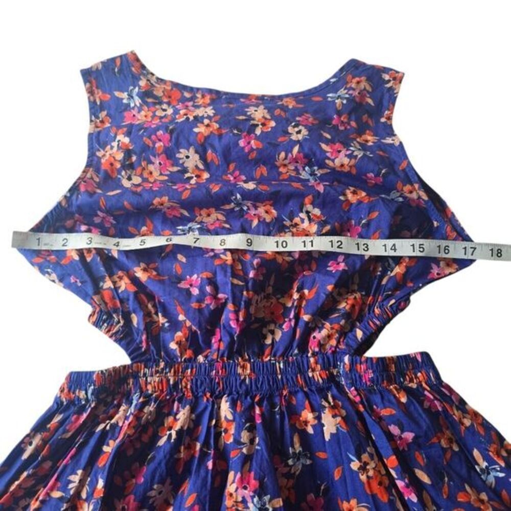 BeachLunchLounge NWOT Side Open Midi Floral Dress Sleeveless Yves Blue Floral S - Picture 9 of 11